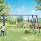 Qaba 6 in 1 Kids Swing Set with 1 Saucer Swing, 1 Belt Swing, 1 Disc Rope Swing, Climbing Ladder and Net, Basketball Hoop