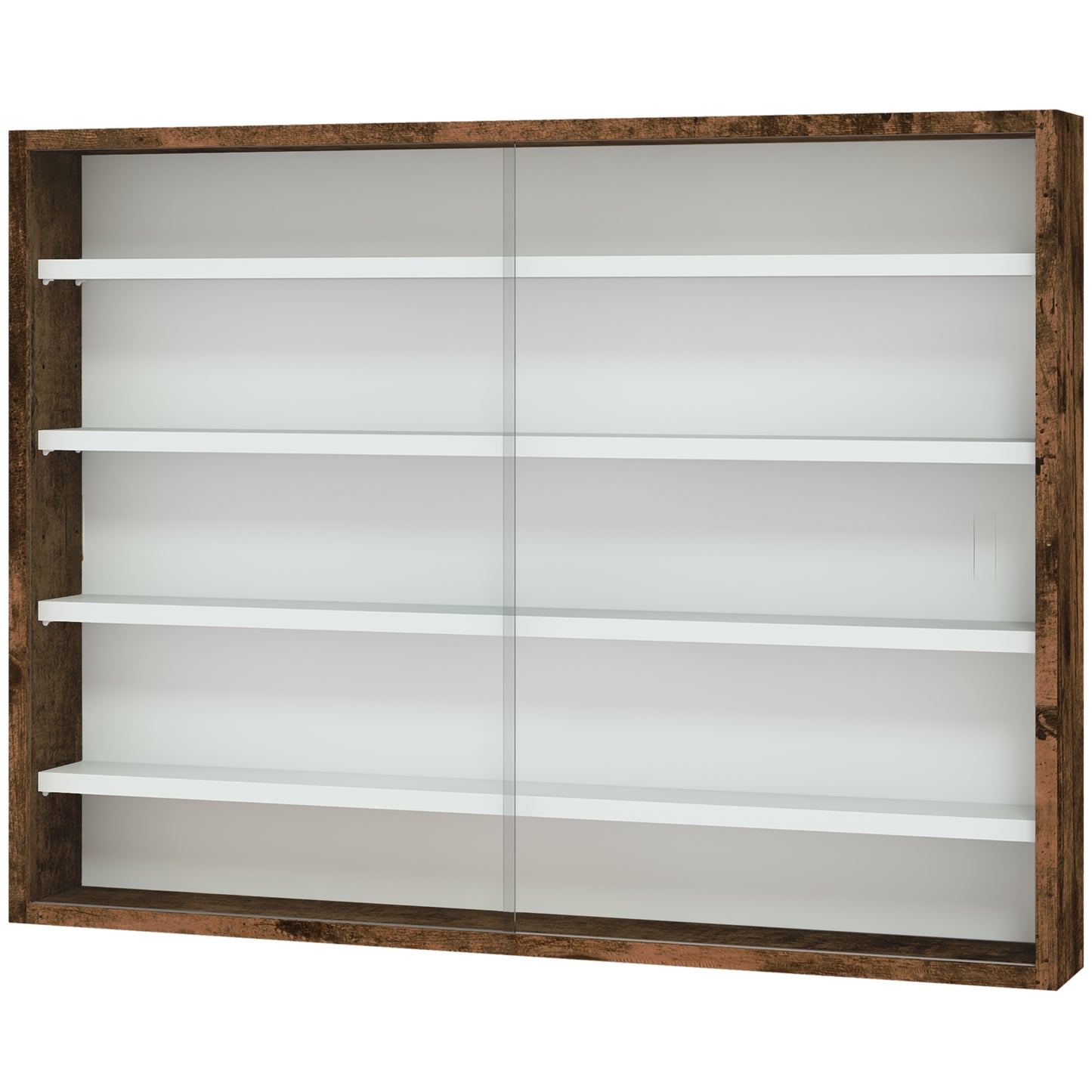 HOMCOM 5-Tier Display Cabinet, Shot Glass Display Case, Glass Curio Cabinet with 2 Glass Doors and 4 Adjustable Shelves, White