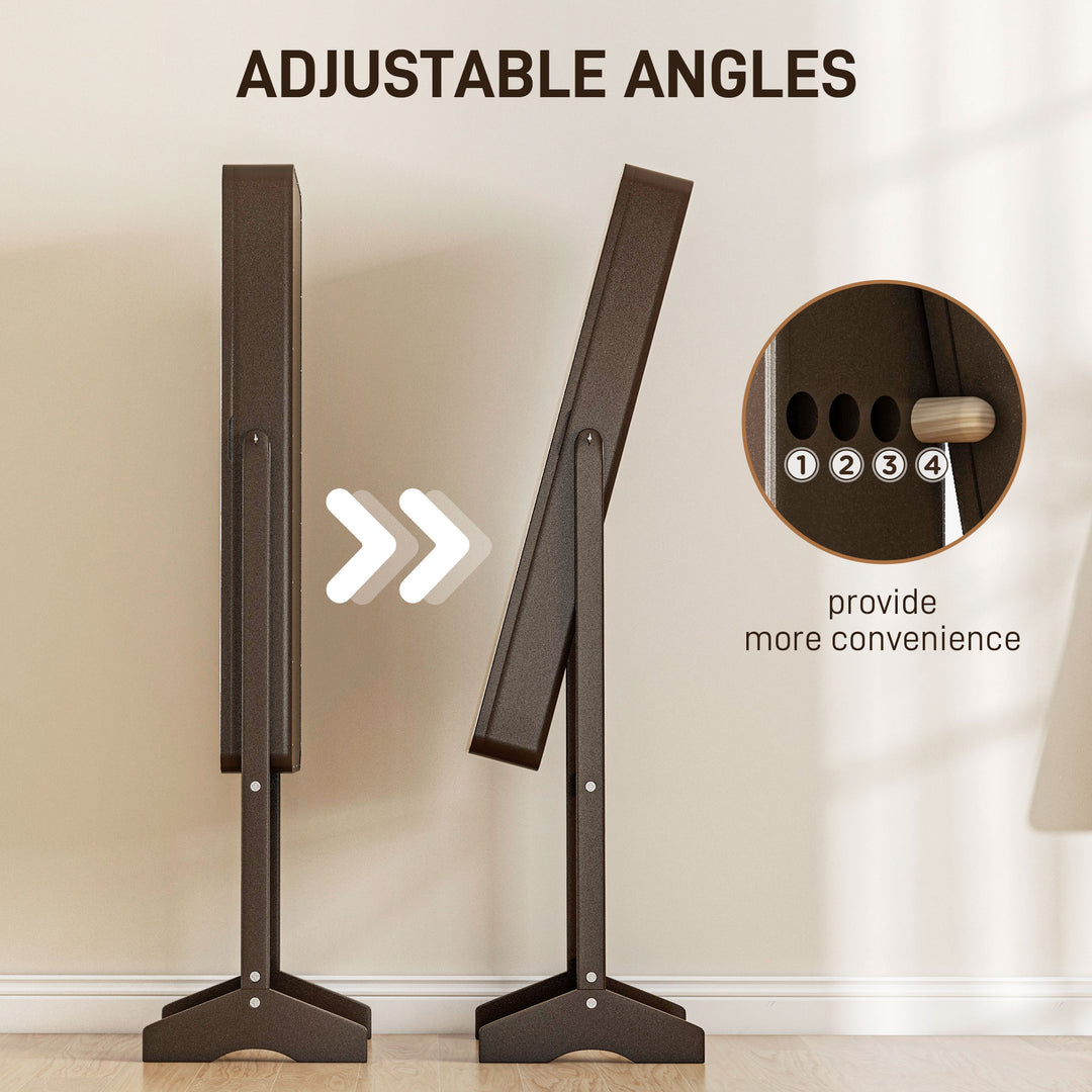 HOMCOM Freestanding Mirror Jewelry Cabinet Armoire, LED Lighted Jewelry Organizer with Stand, Angle Adjustable, White