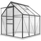 Outsunny 6' x 12' x 6.5' Walk-in Greenhouse, Polycarbonate Greenhouse with Adjustable Roof Vent, Base, Sliding Door, Clear