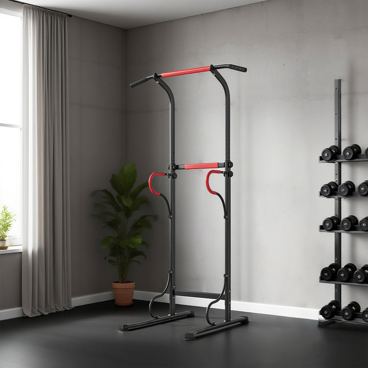 Soozier Power Tower Pull Up Bar Dip Station for Home Office Gym Multi-Function Workout Equipment
