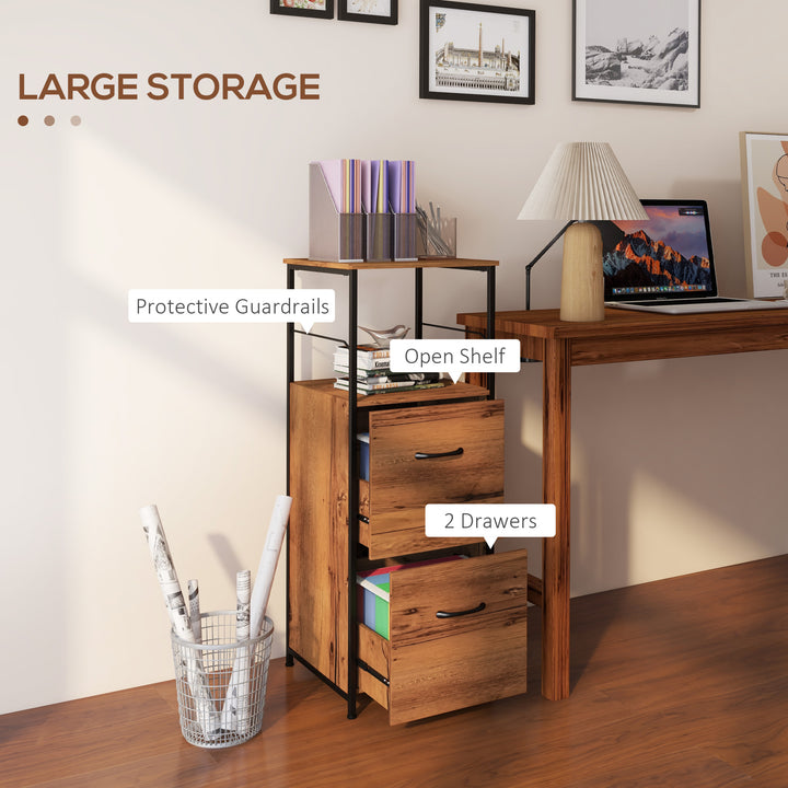 Vinsetto Vertical Filing Cabinet, Tall File Cabinet with 2 Drawers, Hanging Bars for Letter and A4 Size, Rustic Brown
