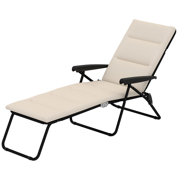 Outsunny Foldable Lounge Chair, Reclining Patio Sun Lounger with 6-Position Adjustable Back, Grey