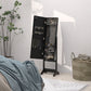 HOMCOM Free Standing Armoire Organizer, Lighted Mirrored Jewelry Cabinet w/ Angle Adjustable & 16 LED Lights Warm White