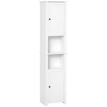 HOMCOM Tall Medicine Cabinet, Freestanding Bathroom Storage Cabinet with Shelves and 2 Cupboards, Bathroom Organizer, White