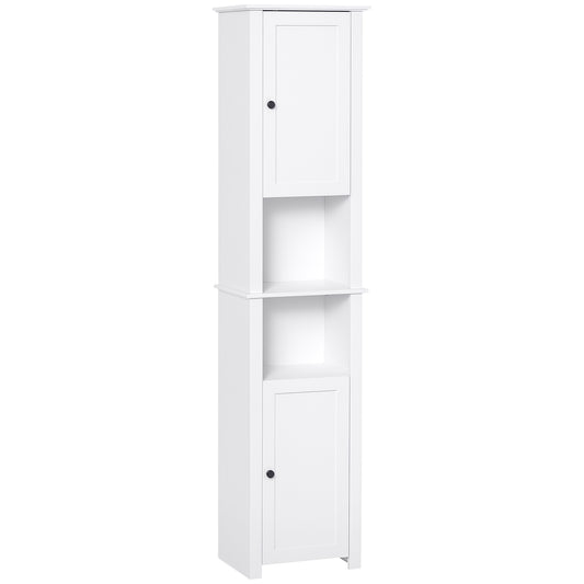 HOMCOM Tall Medicine Cabinet, Freestanding Bathroom Storage Cabinet with Shelves and 2 Cupboards, Bathroom Organizer, White