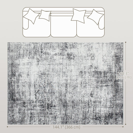 HOMCOM Area Rug for Living Room 9x12, Modern Abstract Machine Washable Rug, Non-Slip Carpet for Bedroom, Dining Room, Grey