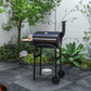 Outsunny Charcoal Barbecue Grill, BBQ with Thermometer, Shelves and Wheels, Black