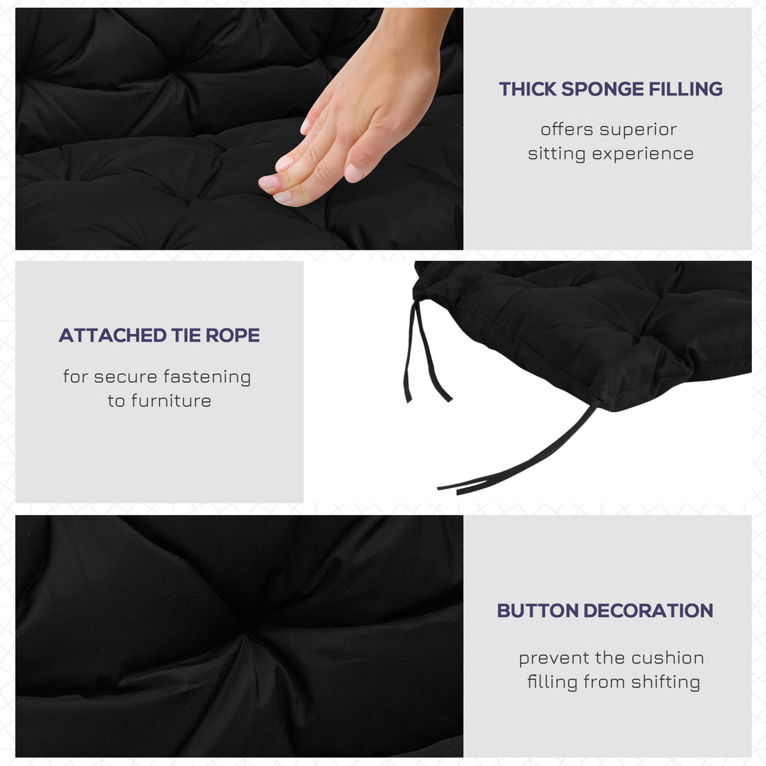 Outsunny Porch Swing Cushion Garden Bench Cushion with Backrest, Non-Slip 2-seater Soft Pad, Swing Chair Mat Replacement for Indoor and Outdoor, 39.4" x 38.6", Dark Grey