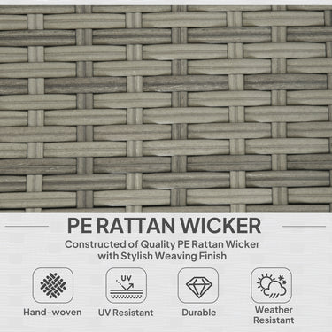 Outsunny 3pcs Modern Rattan Sofa Set, Wicker Patio Furniture Set with Coffee Table, Cushions, Pillows