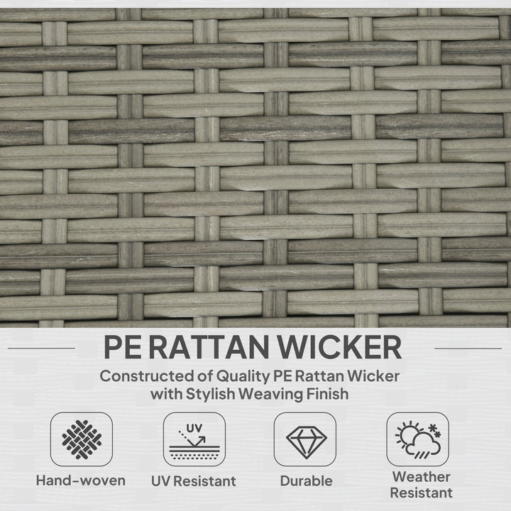 Outsunny 3pcs Modern Rattan Sofa Set, Wicker Patio Furniture Set with Coffee Table, Cushions, Pillows