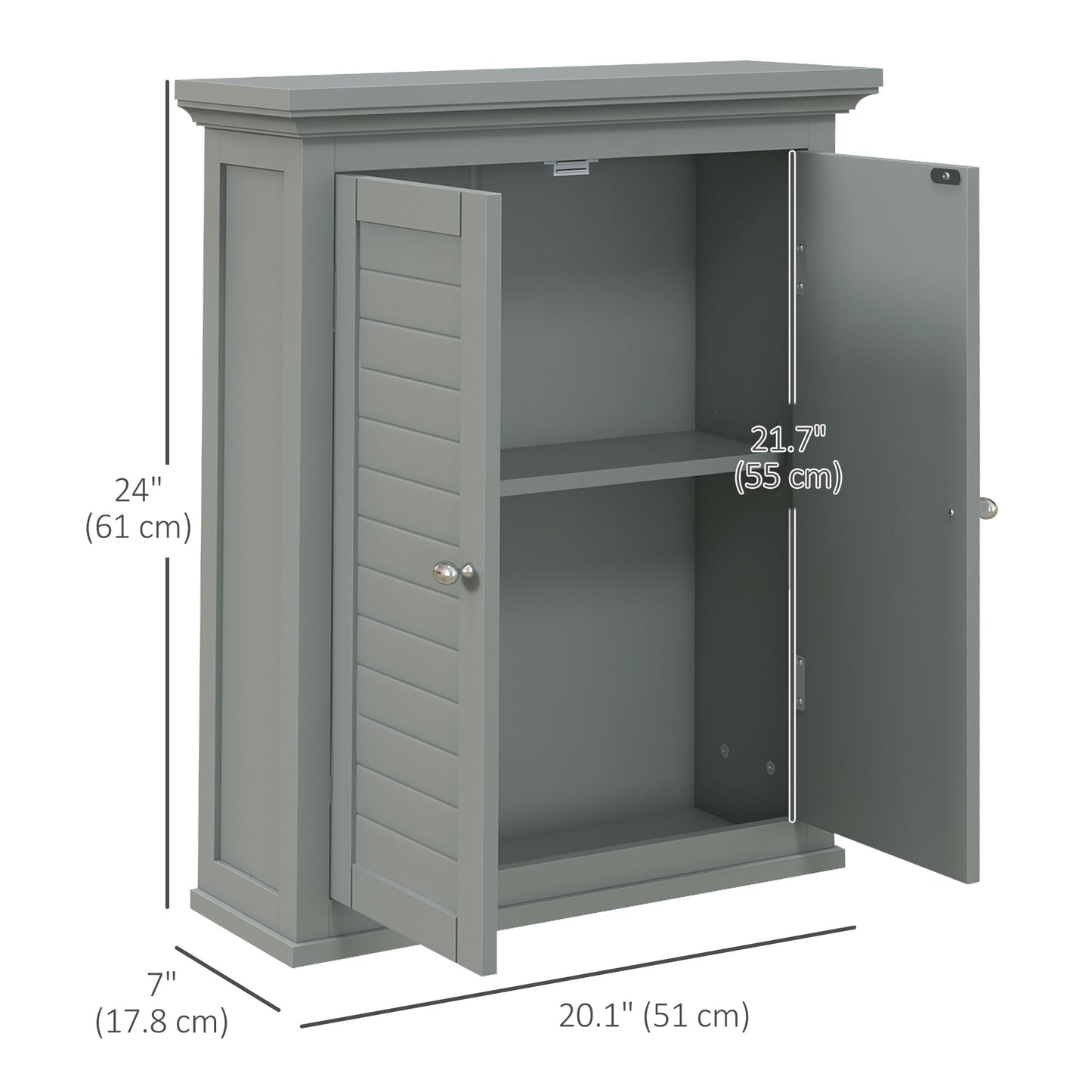 kleankin Over Toilet Storage Cabinet, Bathroom Wall Cabinet with Adjustable Shelf for Living Room and Entryway, White