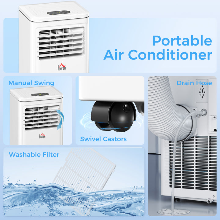 HOMCOM Small Portable AC 8000 BTU, Dehumidifier, Remote Control, 24-Hour Timer, Window Mount Kit for Bedroom, Cream