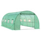 Outsunny Walk-in Tunnel Greenhouse, 13 x 6.4 x 6.5 ft Hoop House with Zipped Roll-Up Door and 8 Mesh Windows, Outdoor Greenhouse with Galvanised Steel Frame, Green