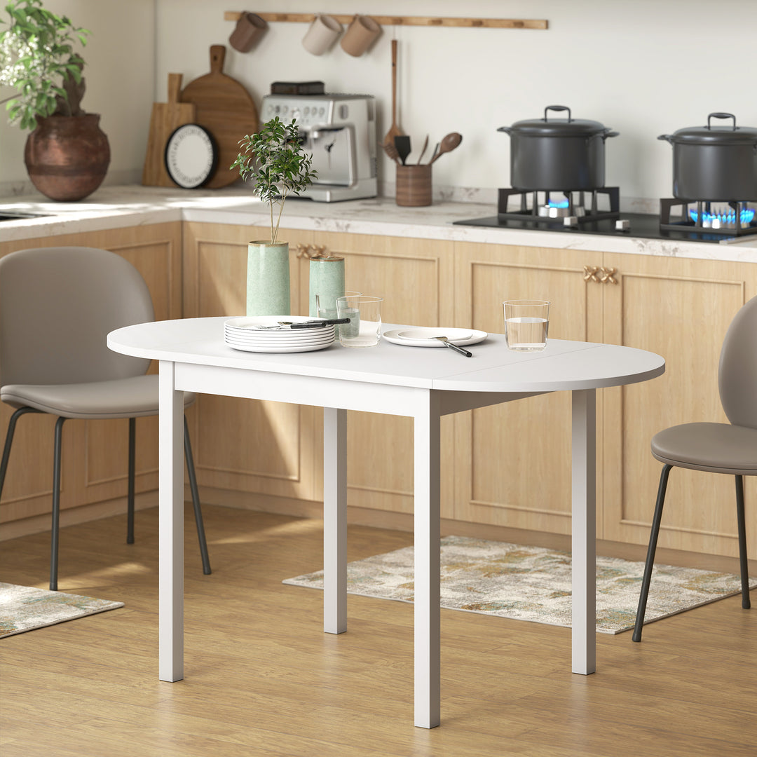 HOMCOM Solid Wood Kitchen Table, Drop Leaf Tables for Small Spaces, Folding Dining Table, Brown