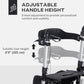 HOMCOM Lightweight Folding Rolling Walker with Large Seat, Back, Adjustable Handle, Bag, Dual Brake, Cane Holder, Red