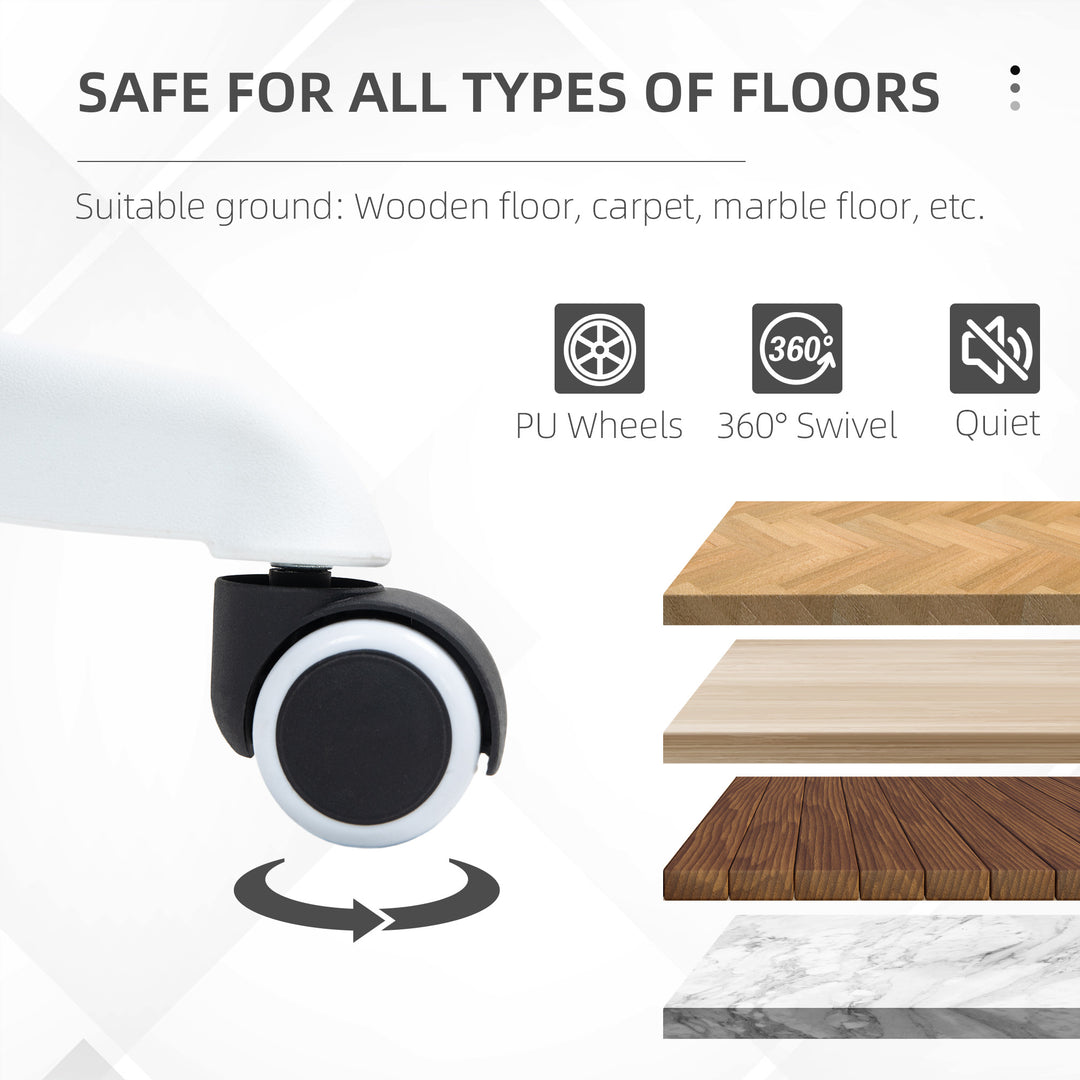 Vinsetto Armless Office Chair, Fluffy Computer Desk Chair with Adjustable Height, Swivel Wheels, Mid Back, White