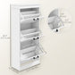 HOMCOM Slim Shoe Cabinet with 3 Flip Drawers and Adjustable Shelves, Narrow Shoe Cabinet for 15 Pairs of Shoes, White