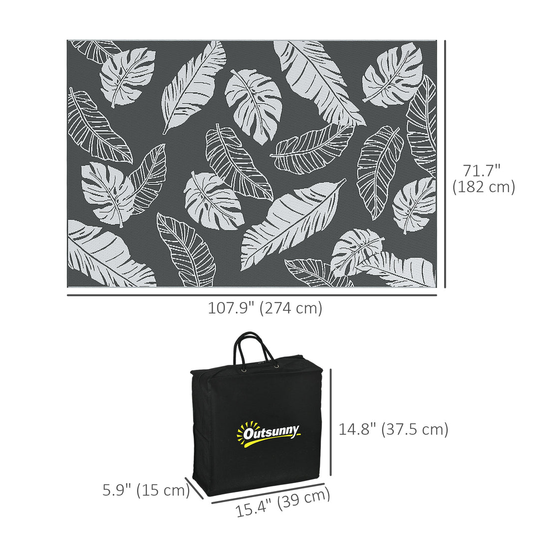 Outsunny Reversible Outdoor RV Rug, Patio Floor Mat, 6' x 9' Plastic Rug for Backyard, Deck, Beach, Camping, Grey and White