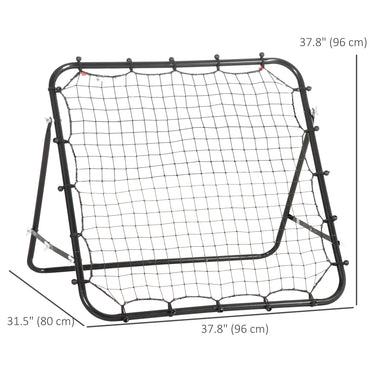 HOMCOM Volleyball Rebounder Net Football Training Aid Kickback Target Play Black