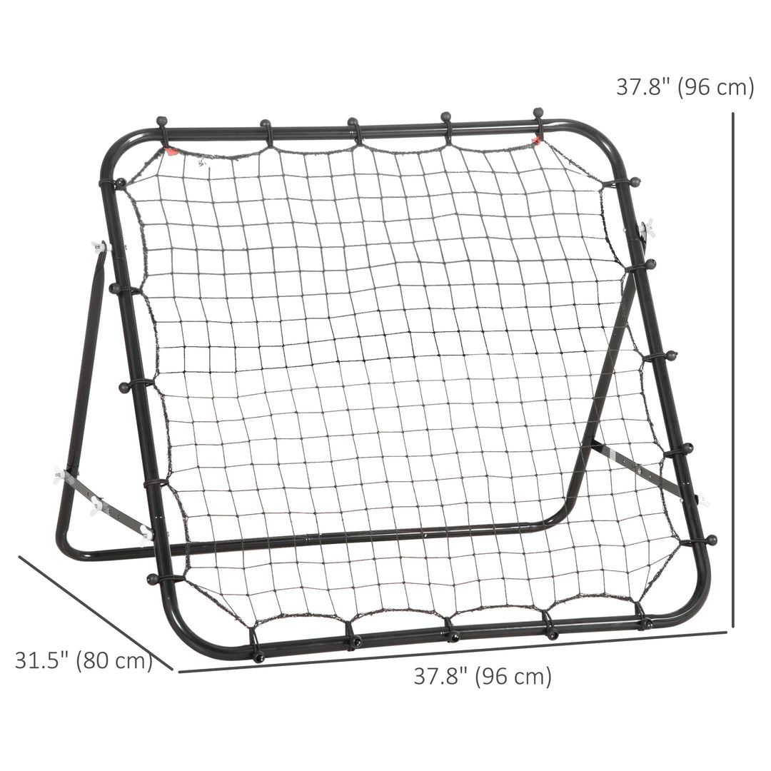 HOMCOM Volleyball Rebounder Net Football Training Aid Kickback Target Play Black