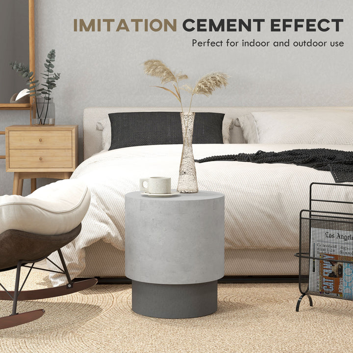 HOMCOM 17" Tall Tree Stump End Table, Concrete Sofa Side Table for Indoor and Outdoor Use, Garden Stool, Natural