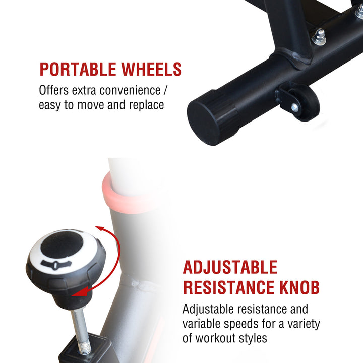 Soozier Upright Stationary Exercise Bike Indoor Cardio Workout Training Bicycle w/ Adjustable Resistance LCD Monitor Phone Holder, Black