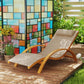 Outsunny Outdoor Wood Chaise Lounge Chair Recliner Patio Camping with Headrest, Teak & Black
