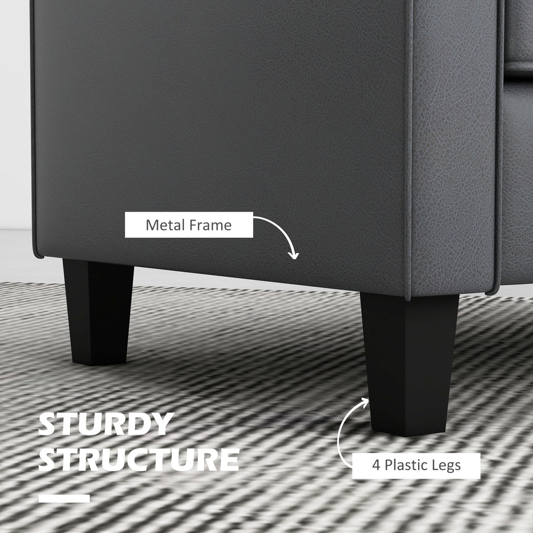 HOMCOM 51" PU Leather Loveseat, Upholstered Double Sofa Couch with Armrests, Tufted Backrest, Pocket Spring and Sponge Padded Cushion for Living Room, Bedroom, Home Office, Brown