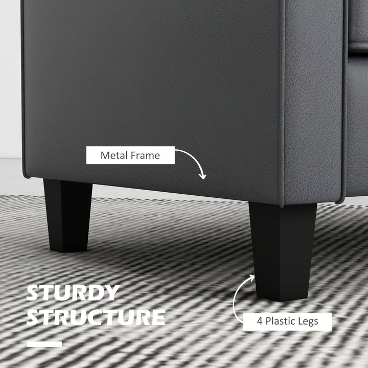 HOMCOM 51" PU Leather Loveseat, Upholstered Double Sofa Couch with Armrests, Tufted Backrest, Pocket Spring and Sponge Padded Cushion for Living Room, Bedroom, Home Office, Brown