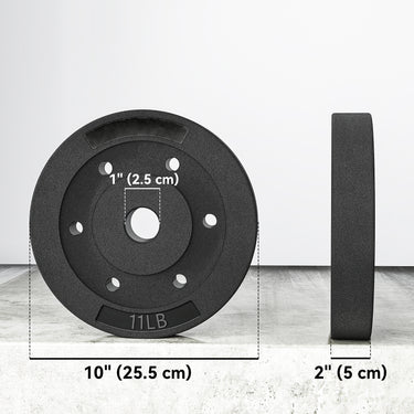 Soozier Weight Plates Set of 4, 1-Inch Barbell Weight Set for Home Gym Strength Training and Weightlifting, 4 x 11 lbs