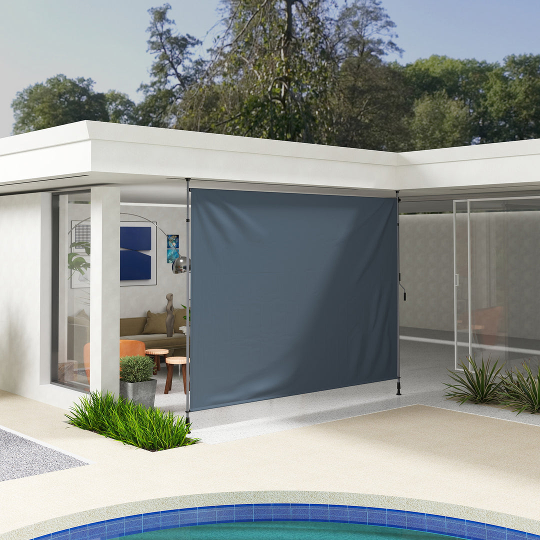 Outsunny 11.5' x 10' Manual Retractable Patio Awning, Outdoor Privacy Screen with UPF30+ & Water-Resistant Fabric, Dark Grey