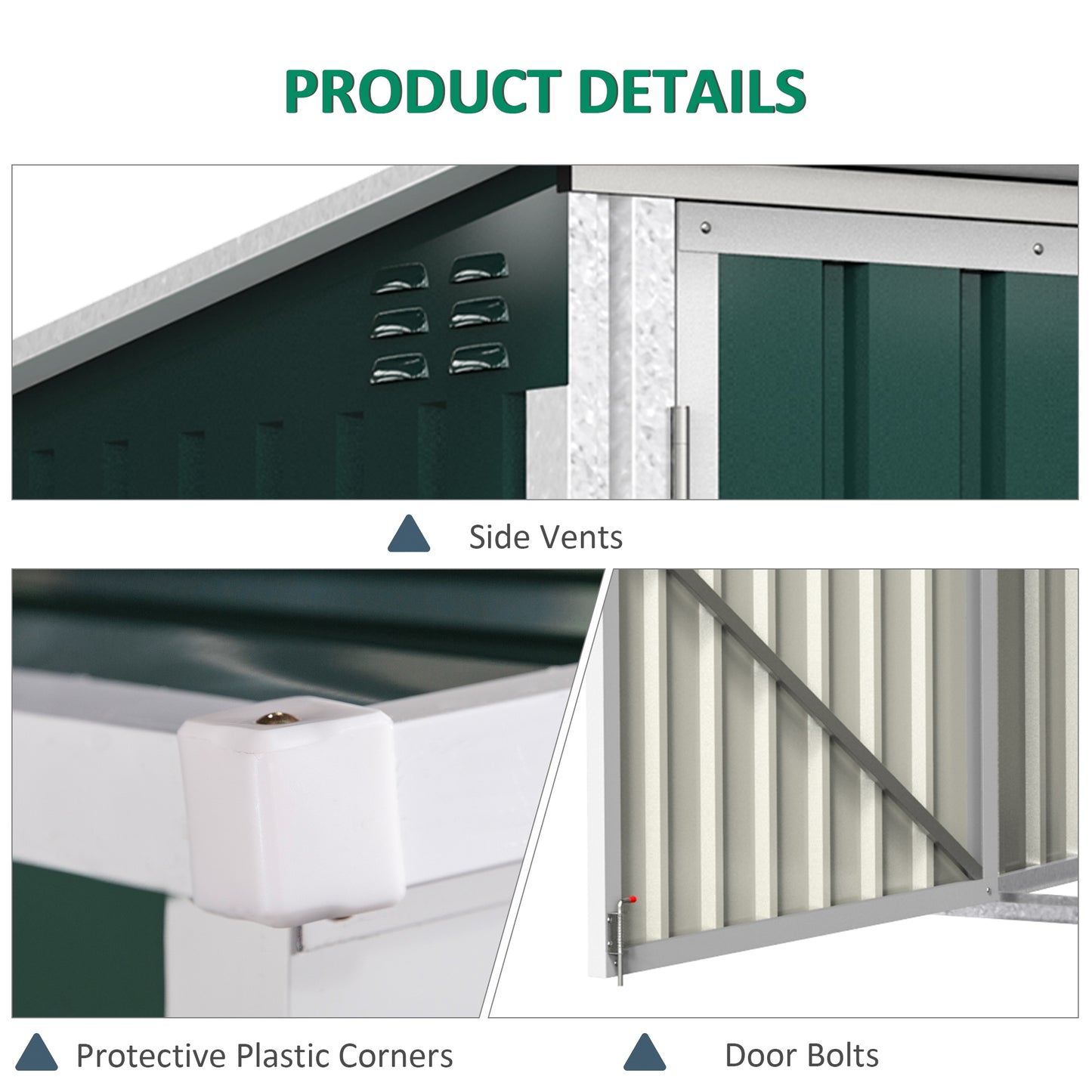 Outsunny Outdoor Metal Storage Shed Garden Garbage Can Organizer with Double Door and Vents for 2 Trash Cans, Dark Grey