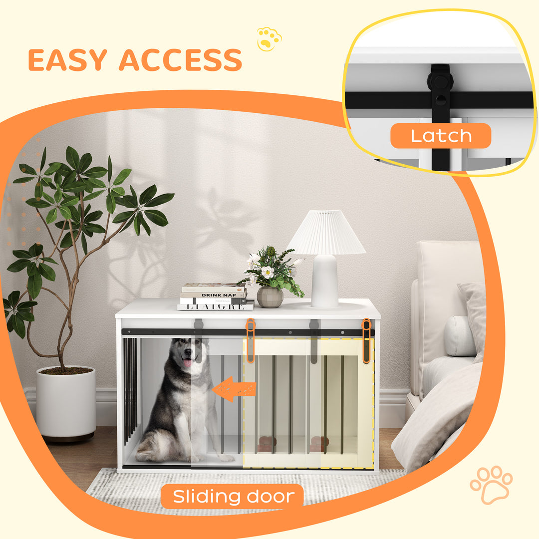 PawHut 39" Dog Crate Furniture, Dog Crate End Side Table for Large Dogs, White