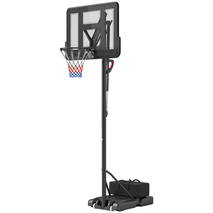 Soozier 7.7-10ft Portable Basketball Hoop, Basketball Goal with Free Weight, Wheels, 43" Backboard and Fillable Base