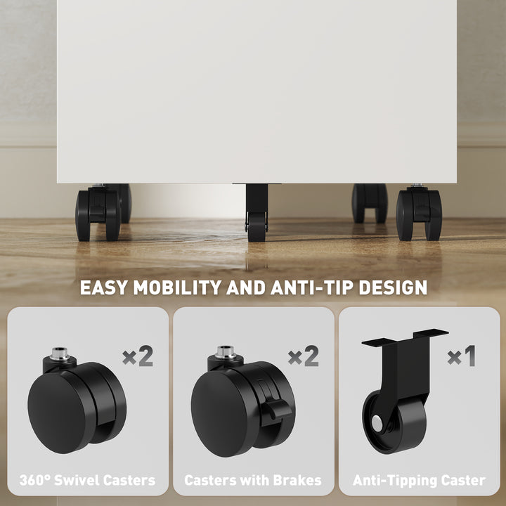 Vinsetto 3 Drawer Filing Cabinet with Lock, Steel Office Storage Cabinet with Hanging Bar for A4, Legal, Letter Files, White