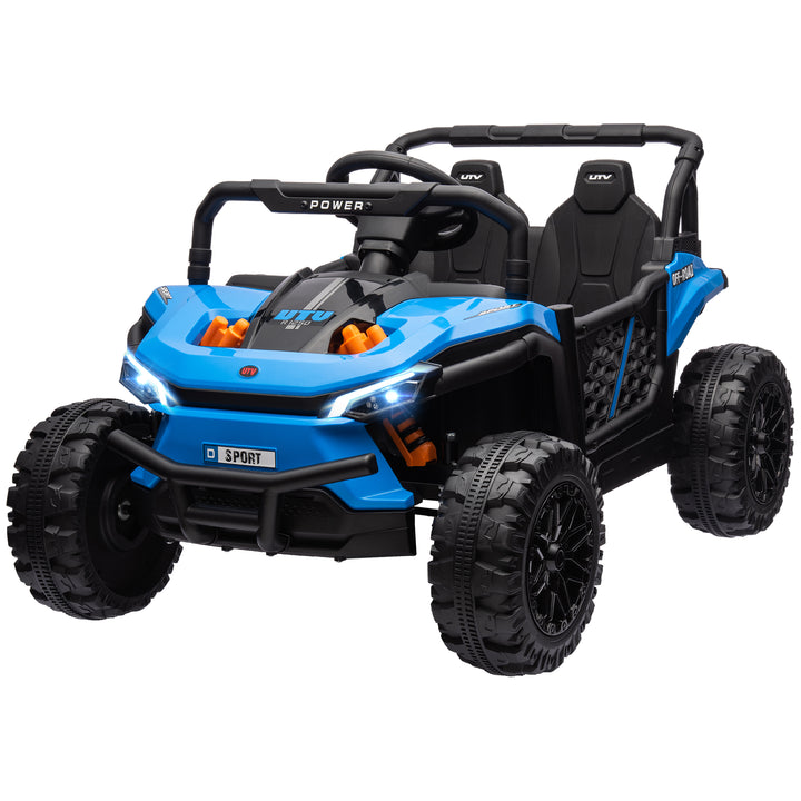 Qaba 12V Kids Ride On Car, Toy Truck with Remote Control, Spring Suspension, LED Headlights, 3 Speeds, Blue