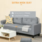 HOMCOM 3-Seater Sofa, Mid-Century Linen Couch with Upholstered Seat, Button-Tufted Back Cushion and Rubber Wood Legs for Living Room, Bedroom, Gray