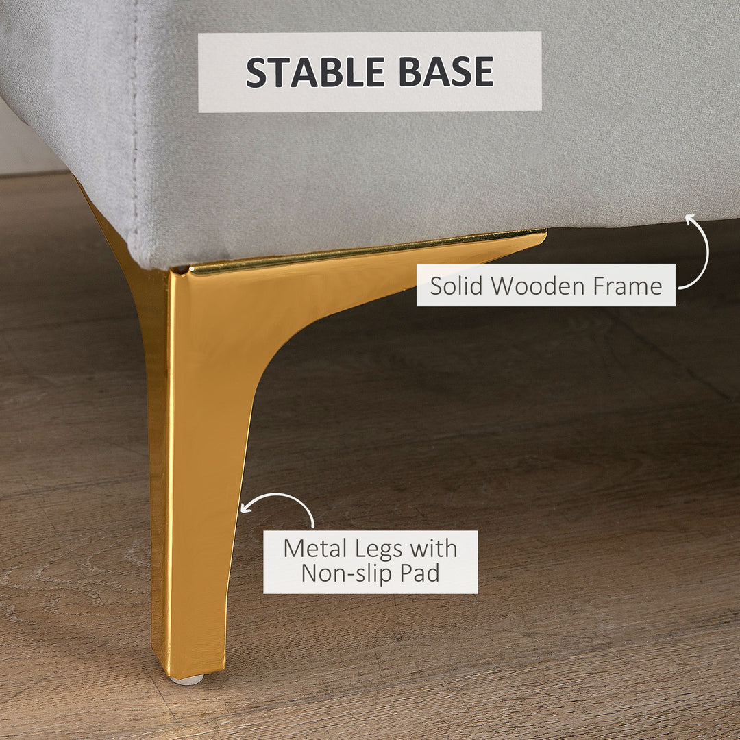 HOMCOM End of Bed Bench, Upholstered Bench, Entryway Shoe Bench with Button Tufted for Living Room, Bedroom, Grey