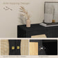 HOMCOM Boho Buffet Cabinet with Adjustable Shelf and Rattan Decorated Doors, TV Cabinet for TV up to 42 Inches, Black
