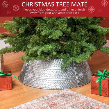 HOMCOM 26" Christmas Tree Base Cover, Christmas Tree Collar with Hollow Snowflake Pattern for Holiday, Party, Silver