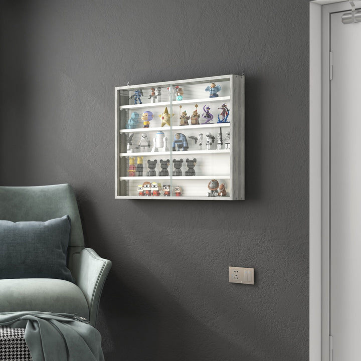 HOMCOM 5-Tier Display Cabinet, Shot Glass Display Case, Glass Curio Cabinet with 2 Glass Doors and 4 Adjustable Shelves, Black