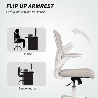 HOMCOM Ergonomic Mesh Office Chair with 4D Lumbar Support, Swivel Desk Chair with Flip-up Armrests, Tilt Function, Grey