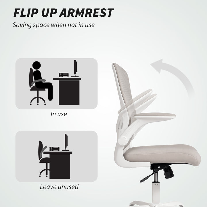 HOMCOM Ergonomic Mesh Office Chair with 4D Lumbar Support, Swivel Desk Chair with Flip-up Armrests, Tilt Function, Grey