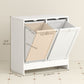 kleankin Tilt-Out Laundry Storage Cabinet, Modern Laundry Hamper with 2 Compartments for Bathroom Washroom, White