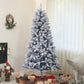 HOMCOM 7ft Flocked Blue Christmas Tree, Artificial Christmas Tree with Hinged Design, Faux Snow, for Home Office Holiday Xmas