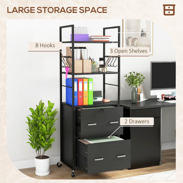 Vinsetto Mobile Filing Cabinet 2 Drawer File Cabinet with Key Adjustable Hanging Bar for Letter A4 and Legal Size Black