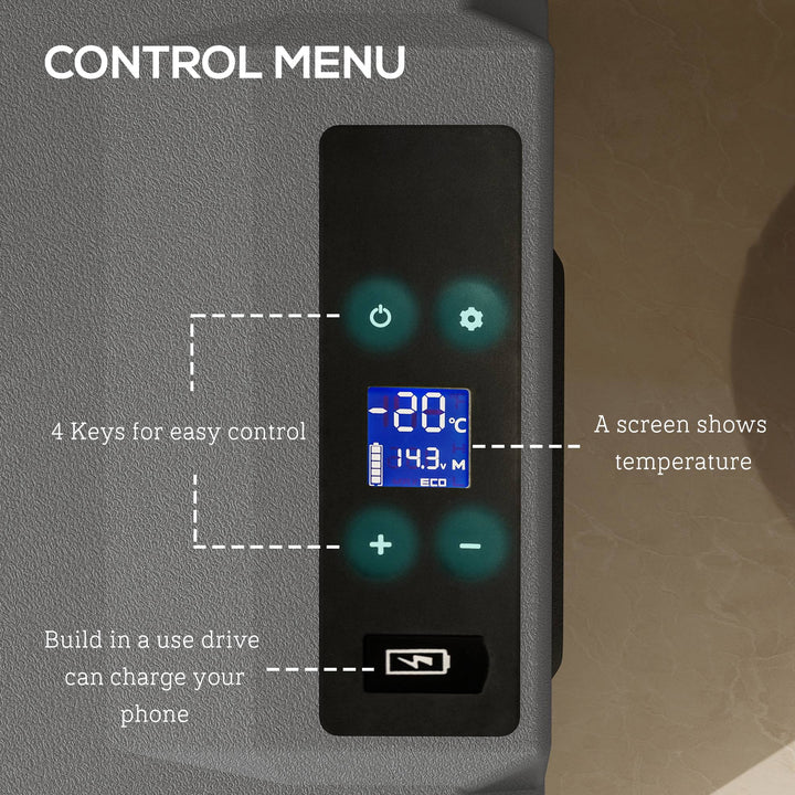 Outsunny 50 Liter Car Refrigerator Portable Freezer 12/24V Electric Cooler Box for Camping, Travel, Picnic, Down to -20℃