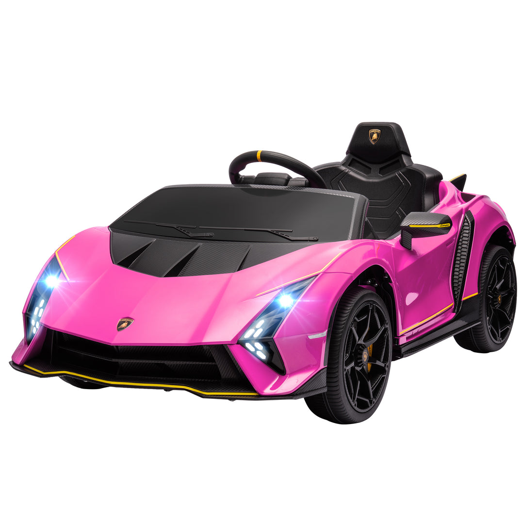 Qaba 12V Lamborghini Autentica Licensed Kids Car with Remote Control, 4 Wheels Spring Suspension, Soft Start, Red