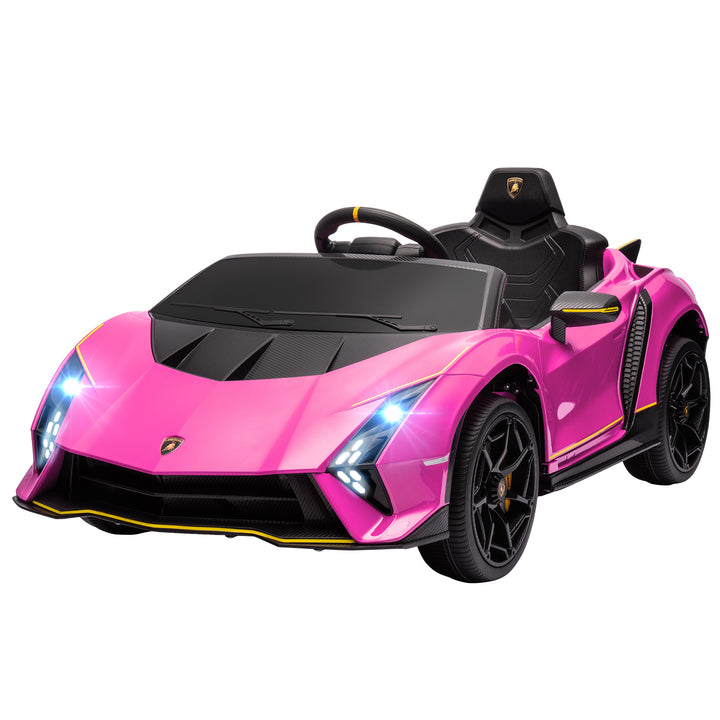 Qaba 12V Lamborghini Autentica Licensed Kids Car with Remote Control, 4 Wheels Spring Suspension, Soft Start, Red